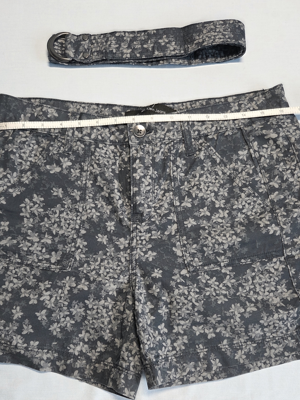 Calvin Klein Jeans Gray Floral Cotton Jean Shorts